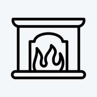 Icon Fireplace. suitable for House symbol. line style. simple design editable. design template vector. simple illustration vector