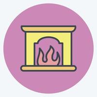 Icon Fireplace. suitable for House symbol. color mate style. simple design editable. design template vector. simple illustration vector