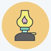 icono de lámpara de queroseno. adecuado para el símbolo de la casa. estilo compañero de color. diseño simple editable. vector de plantilla de diseño. ilustración sencilla