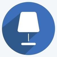 lámpara de mesa de icono. adecuado para el símbolo de la casa. estilo de sombra larga. diseño simple editable. vector de plantilla de diseño. ilustración sencilla