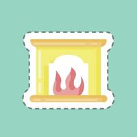 Sticker line cut Fireplace. suitable for House symbol. simple design editable. design template vector. simple illustration vector