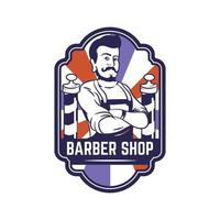 Retro vintage barber shop logo badge vector