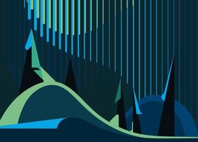 Banner with aurora borealis and forest. vector
