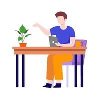 Man sitting on chair and talking.working at home.vector design. vector