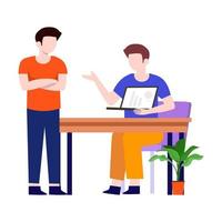 Man sitting on chair and talking.working at home.vector design. vector