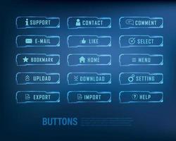 button collection sci-fi style set color blue vector