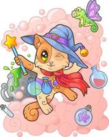 cute cat wizard vector