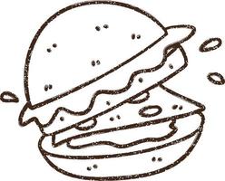 dibujo al carbón de hamburguesa vector