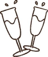 Champagne Flutes Charcoal Drawing vector