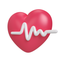 icona dell'illustrazione 3d del battito cardiaco png
