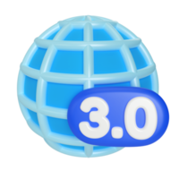 web 3.0 ícone de ilustração 3d png