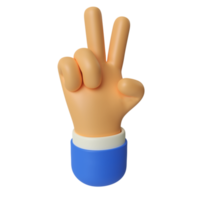 ilustración de render 3d de gesto de mano de victoria png