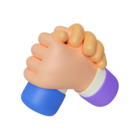 illustrazione di rendering 3d del gesto della mano di braccio di ferro png