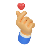 amour coréen doigt geste de la main illustration de rendu 3d png