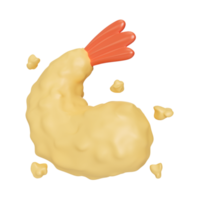 Crispy fried prawn 3D Illustration Icon png