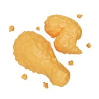 ícone de ilustração 3d de frango frito crocante png