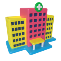 icona dell'illustrazione 3d della costruzione dell'ospedale png