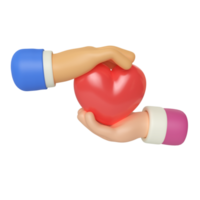 dare l'illustrazione di rendering 3d del gesto della mano del cuore png