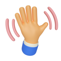 agitando la mano gesto 3d rendering illustrazione
