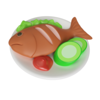 gekookte vis 3d illustratie icon png