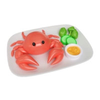 icône d'illustration 3d de crabe frit png