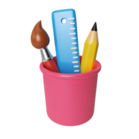 Stationery in a Cup 3D Render Illustration png