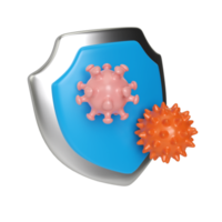 Virus und Schild 3D-Illustrationssymbol png