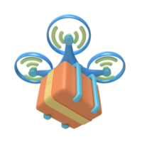 un dron que lleva paquetes 3d render png