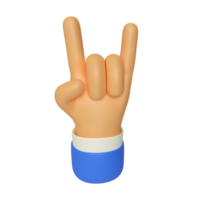 Rock and Roll Hand Gesture 3D Render Illustration png