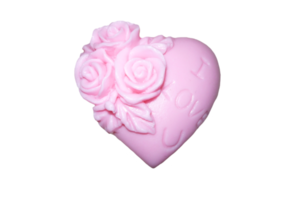 jabón rosa hecho a mano en forma de corazón sobre un fondo transparente png