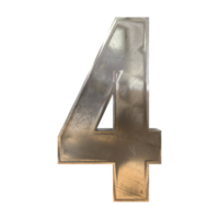 Number 4 3D Render of Old Scratched Rough Steel Metal Material png