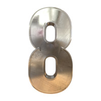 Number 8 3D Render of Old Scratched Rough Steel Metal Material png