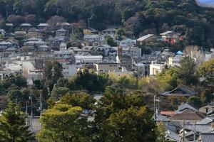 Kyoto, Japan - city in the region of Kansai. Aerial view with skyscrapers. photo