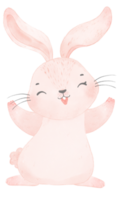 cute watercolor pink baby rabbit bunny cartoon animal hand painting png