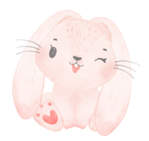 cute watercolor pink baby rabbit bunny cartoon animal hand painting png