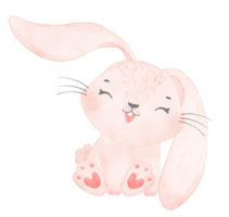 cute watercolor pink baby rabbit bunny cartoon animal hand painting png