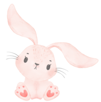mignon aquarelle rose bébé lapin lapin dessin animé animal peinture à la main png