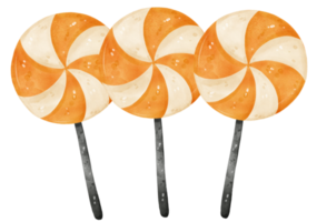 cute watercolor Halloween lollipop candy cartoon hand drawn png