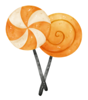 söt akvarell halloween lollipop godis tecknad handritad png