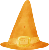 watercolor orange Halloween magic witch hat hand drawing png