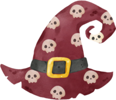 Watercolor Halloween witch hat dark red png