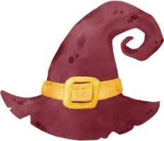 Watercolor Halloween witch hat dark red png