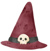 aquarela chapéu de bruxa de halloween vermelho escuro png