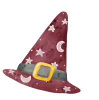 Watercolor Halloween witch hat dark red png