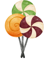 cute watercolor Halloween lollipop candy cartoon hand drawn png