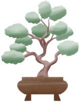 bonsaï arbre plante en pot aquarelle peinture illustration pot brun collection isolée. japonais ancien arbre spirituel zen png