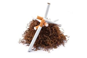 Tobacco pile and cigarettes photo