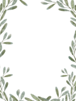akvarell illustration ram med gröna löv, digital handmålning vår eller sommar natur isolerad på vit pappersbakgrund med kopia utrymme för kort, inbjudan, mors dag, bröllop eller gratulationskort png
