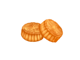 Chinese Moon Cake, digital hand draw and paint, isolate image. png