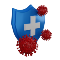 3D-sköldsymbol skyddar mot virus png